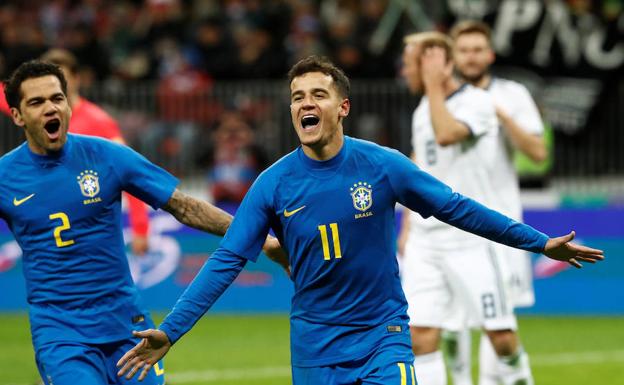 Philippe Coutinho, tras su gol de penalti ante Rusia.