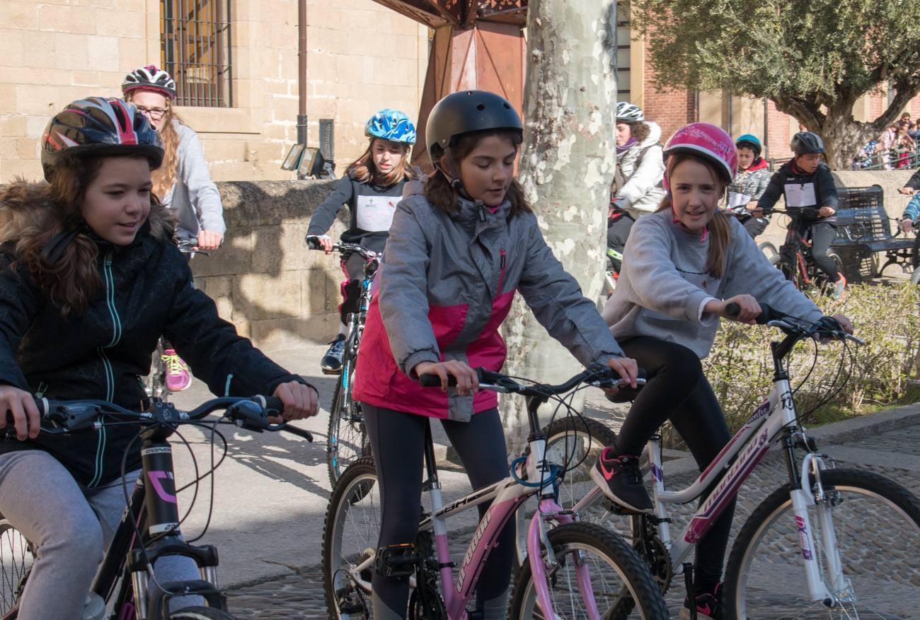 La V Marcha Solidaria en Bicicleta, a beneficio de la AECC ha reunido en Santo Domingo de la Calzada a cerca de 500 personas, la mayoría de ellas escolares.