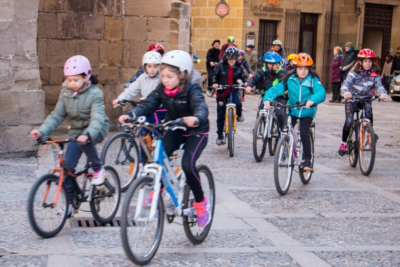 La V Marcha Solidaria en Bicicleta, a beneficio de la AECC ha reunido en Santo Domingo de la Calzada a cerca de 500 personas, la mayoría de ellas escolares.