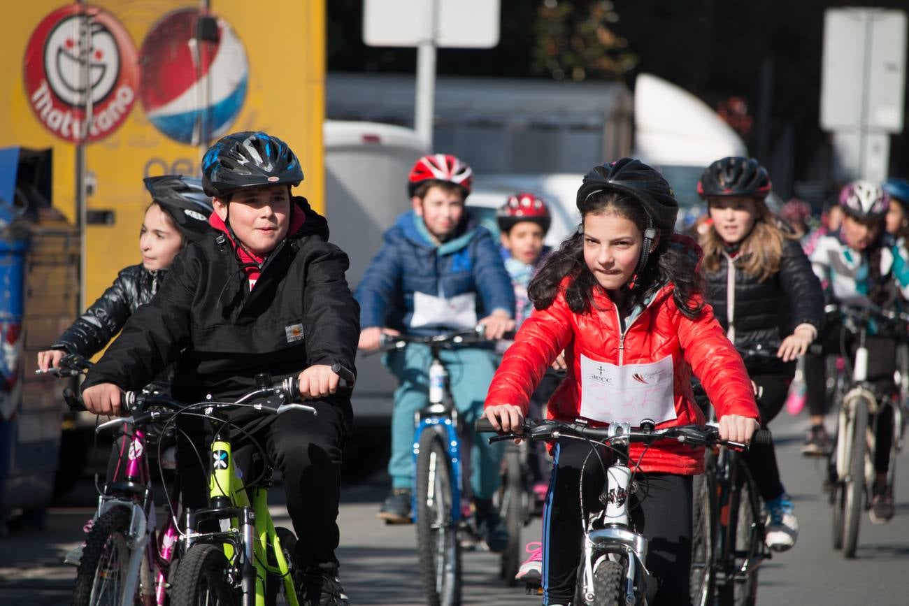 La V Marcha Solidaria en Bicicleta, a beneficio de la AECC ha reunido en Santo Domingo de la Calzada a cerca de 500 personas, la mayoría de ellas escolares.