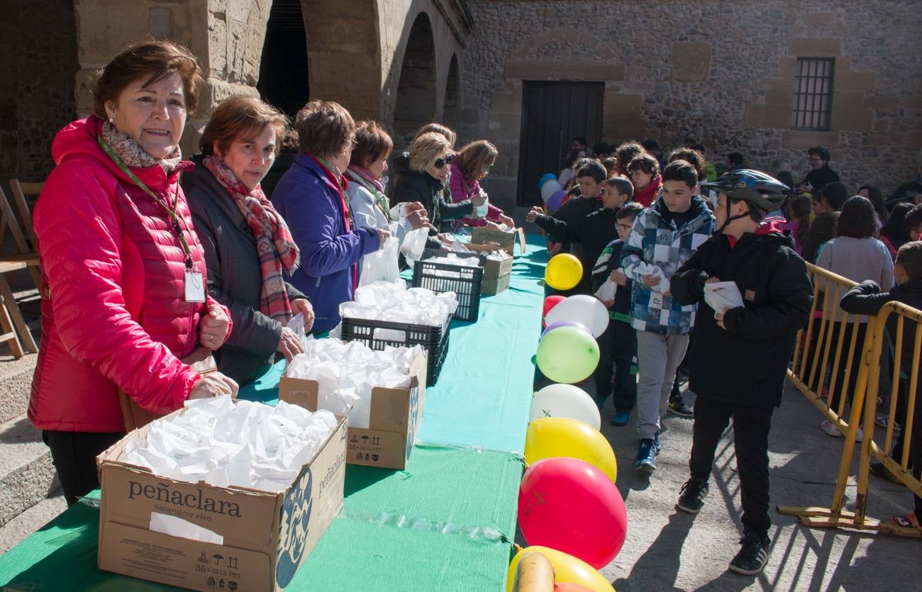 La V Marcha Solidaria en Bicicleta, a beneficio de la AECC ha reunido en Santo Domingo de la Calzada a cerca de 500 personas, la mayoría de ellas escolares.