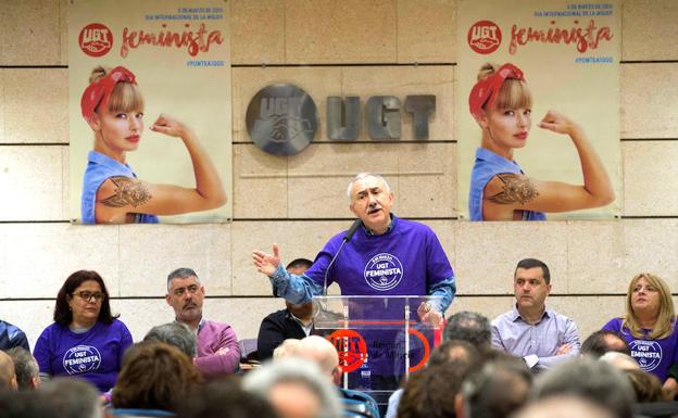 Pepe Álvarez en un acto de UGT.