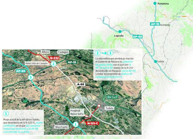 El tráfico pesado se desviará a la AP-68 desde Castejón, en lugar de Tudela, a partir de mayo