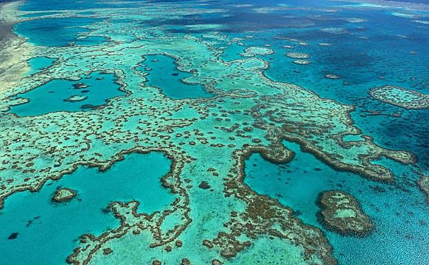 Vista aérea del Parque Marino de la Gran Barrera de Coral, en Australia.