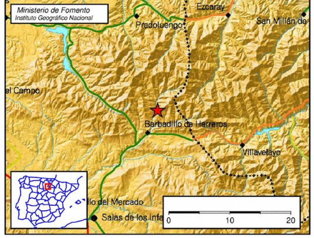 Zona del epicentro del episodio sísmico. 