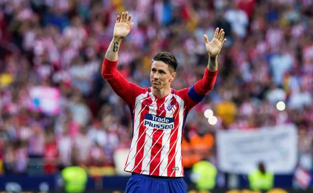 Fernando Torres, durante su despedida en el Wanda Metropolitano.