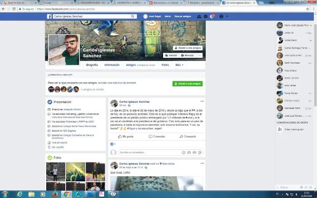 Publicación eliminada poco después por el propio Iglesias. :: facebook