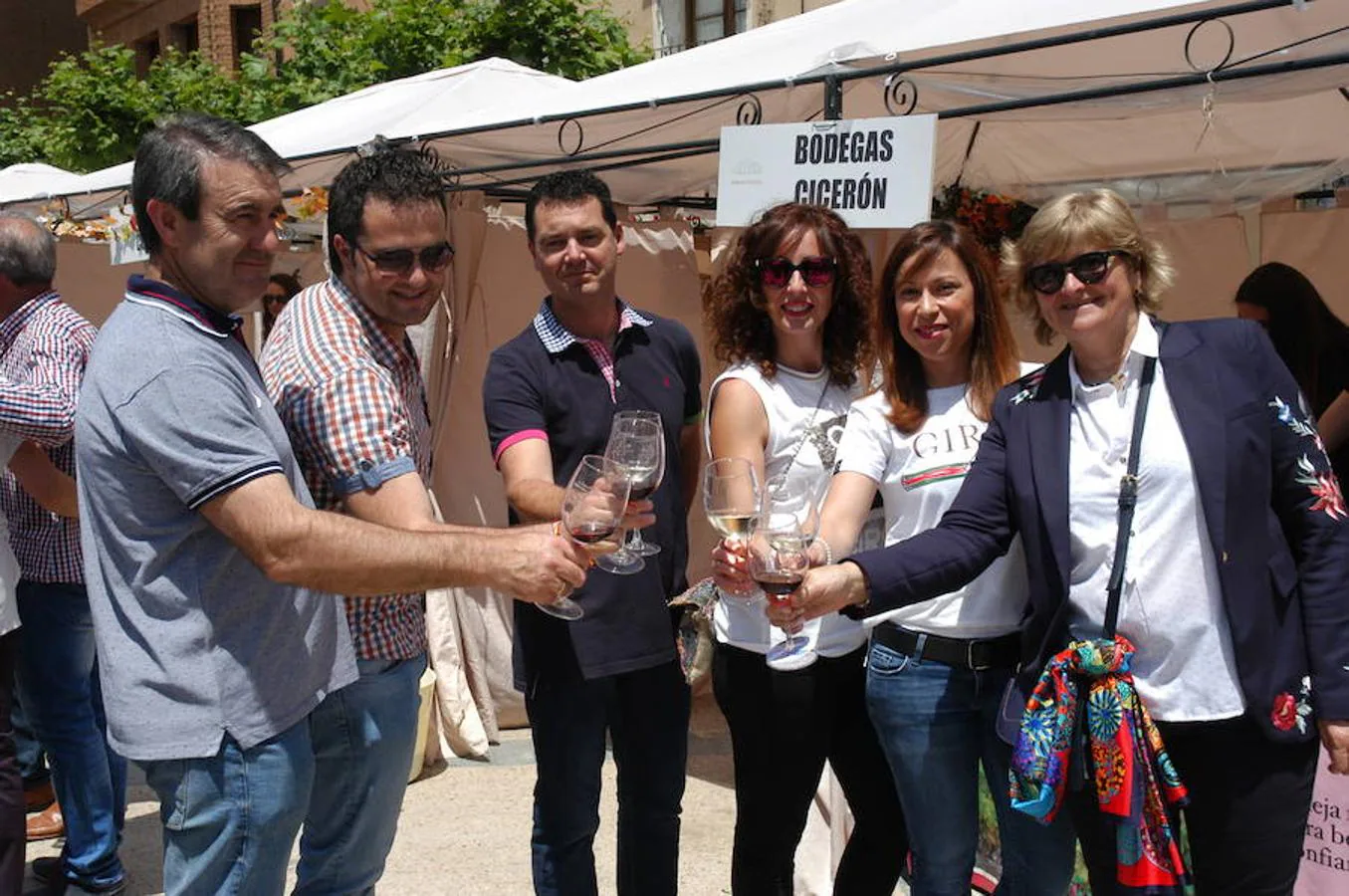 Ambiente de la Feria Entreviñas celebrada en Aldeanueva de Ebro el sábado. Éxito de público y también para las bodegas que propusieron sus nuevos productos en las casetas montadas para el evento. 
