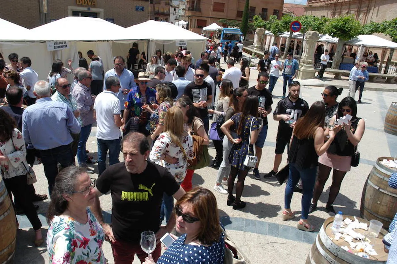 Ambiente de la Feria Entreviñas celebrada en Aldeanueva de Ebro el sábado. Éxito de público y también para las bodegas que propusieron sus nuevos productos en las casetas montadas para el evento. 