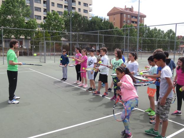Los niños se adentraron en el mundo del tenis y su técnica. :: E.P.