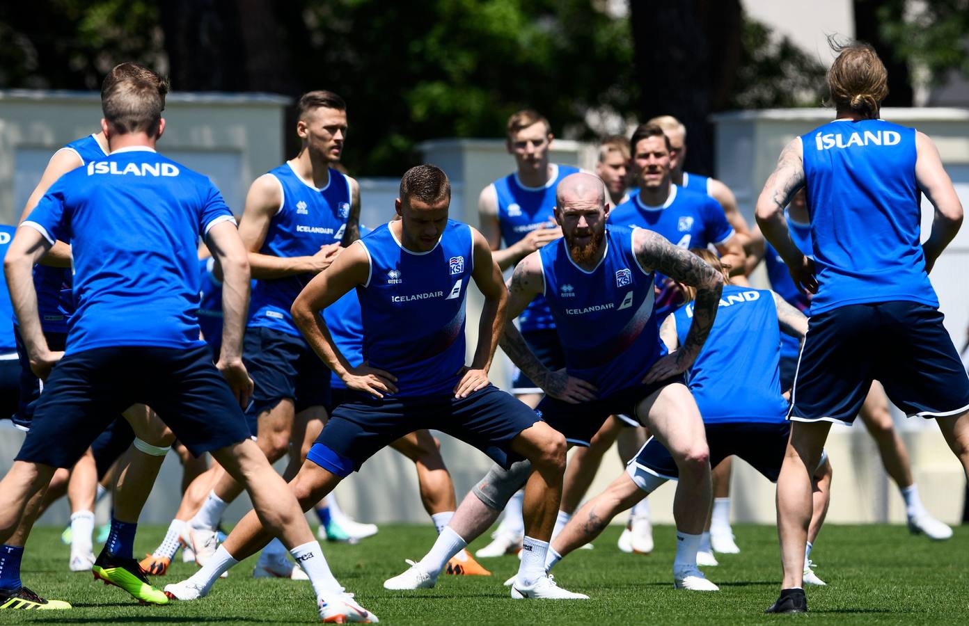 Los jugadores de Islandia, en un entrenamiento. 