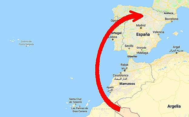 Trayecto entre Tinduf y La Rioja. 