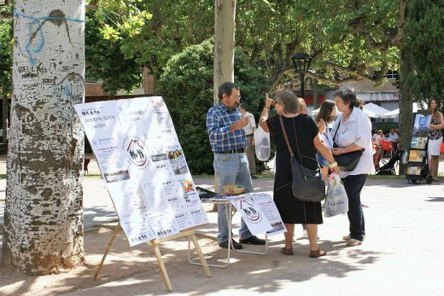 El puesto montado por los pensionistas en el mercadillo. :: F. D.