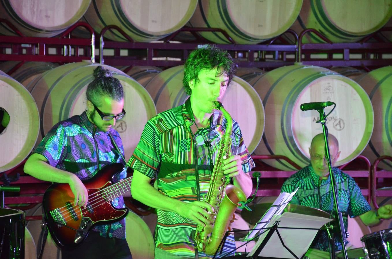 El festival Nicajazz de Alcanadre disfrutó ayer del concierto de Tommy Gaggiani Therion Proyect, en Bodegas Aradón