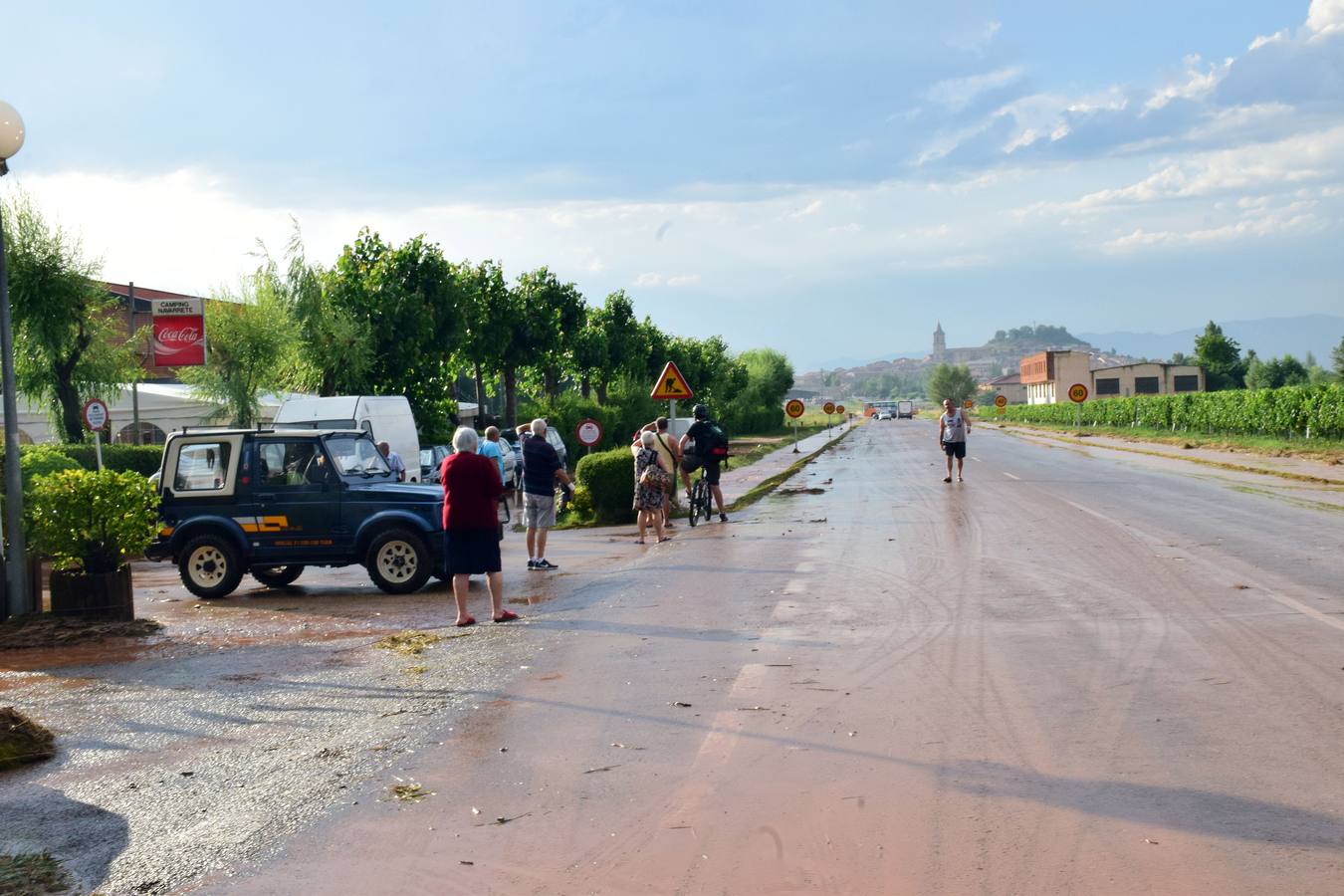 La tormenta anegó campos y calles en Navarrete.