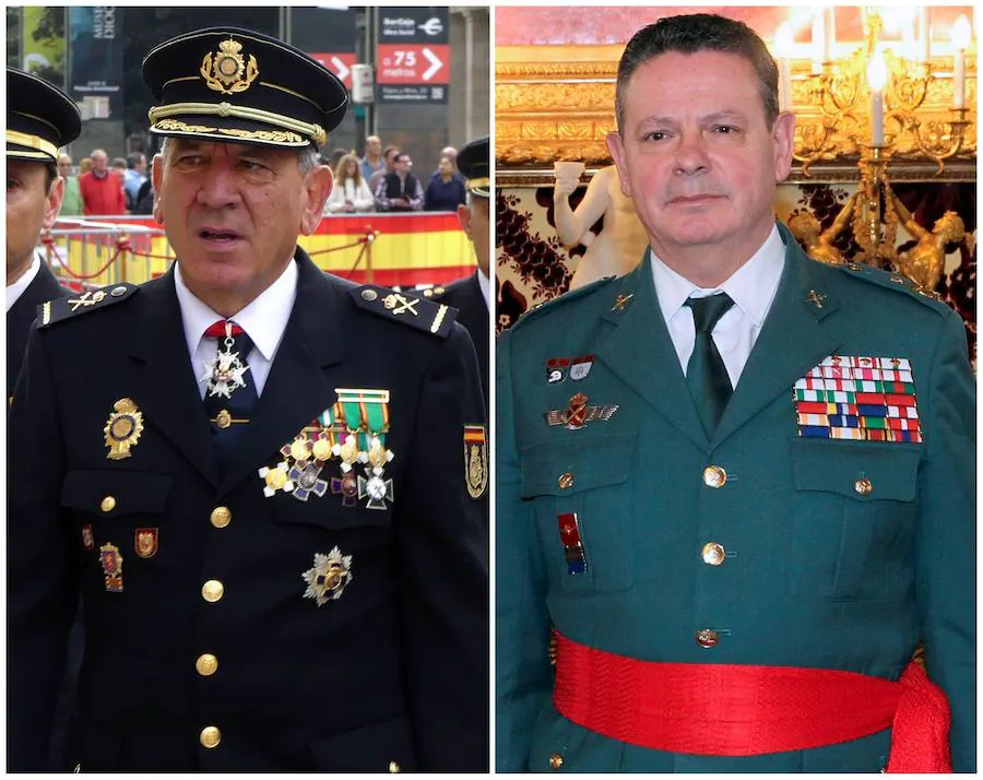 José Ángel González Jiménez (iz.) y Laurentino Ceña, nuevos directores adjuntos operativos de la Policía Nacional y la Guardia Civil respectivamente. 