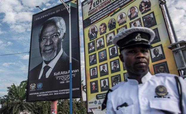 La ciudad de Accra se ha llenado de imágenes del exsecretario general de la ONU.