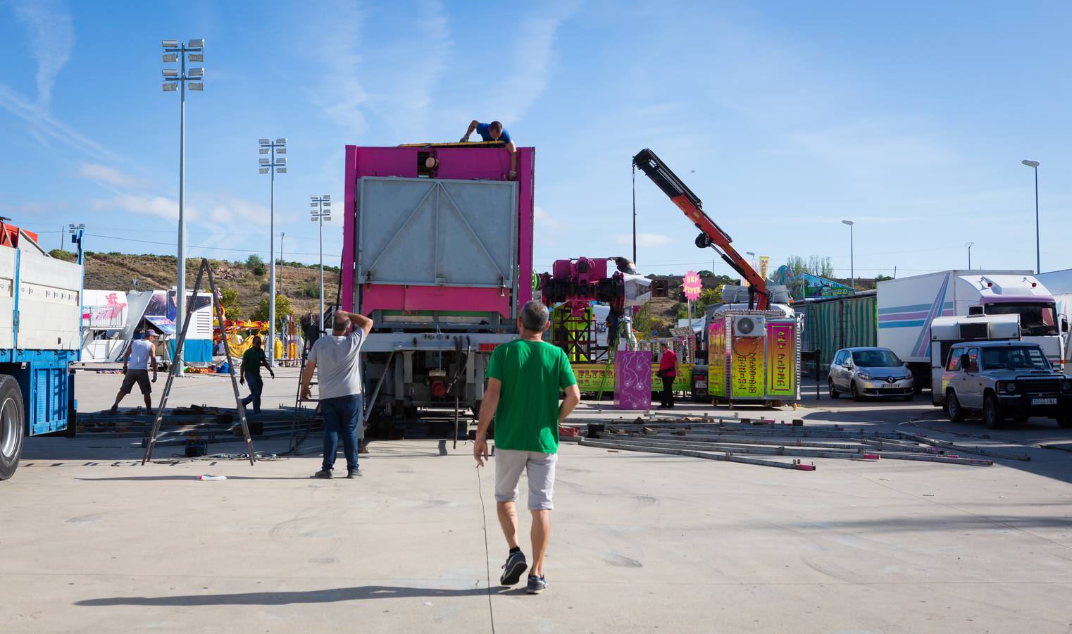 El ferial se prepara para el inicio de las fiestas de San Mateo de Logroño 2018