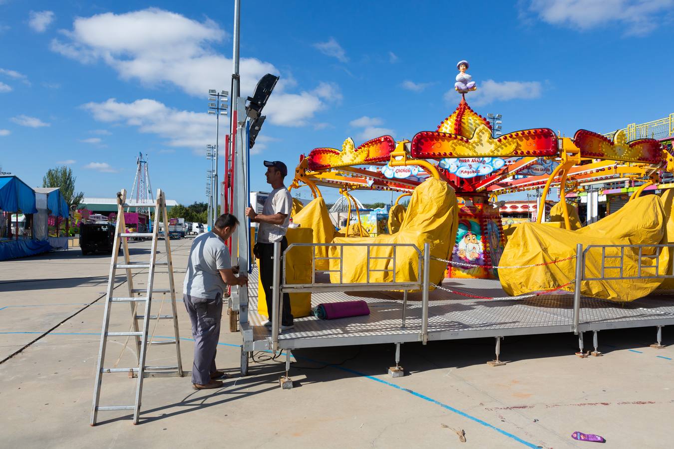 El ferial se prepara para el inicio de las fiestas de San Mateo de Logroño 2018