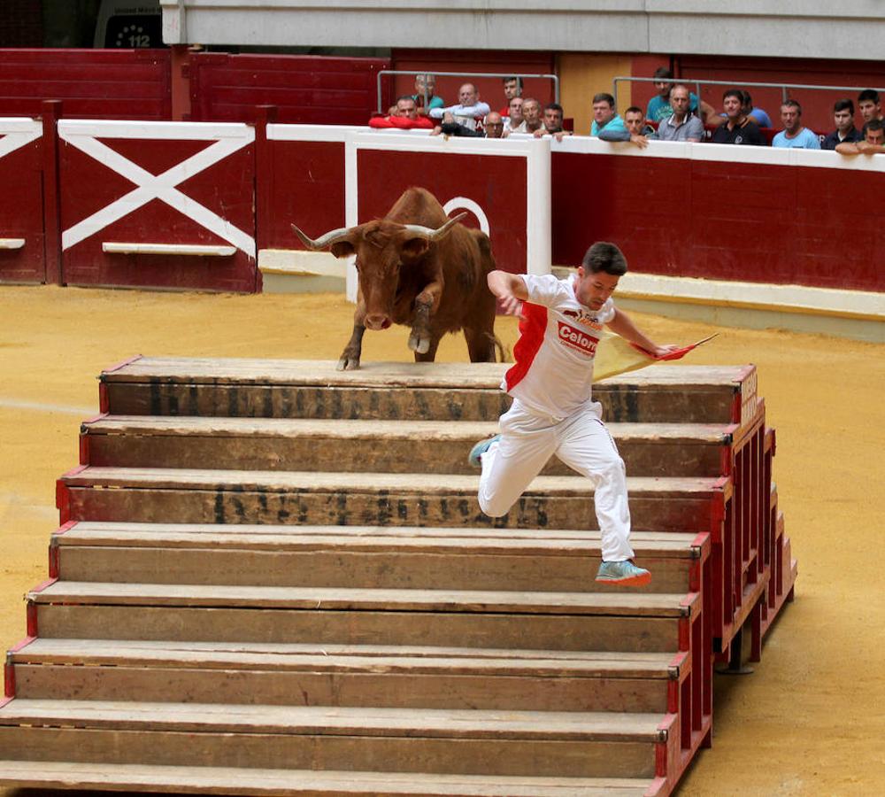 La invitación no dejaba margen para la duda: «Exhibición de bravura con obstáculos con algunas de las vacas y toros más femosos de España», con reses de la ganadrería de José Arriazu de Ablitas.