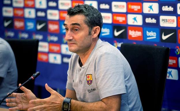 Ernesto Valverde, en rueda de prensa. 