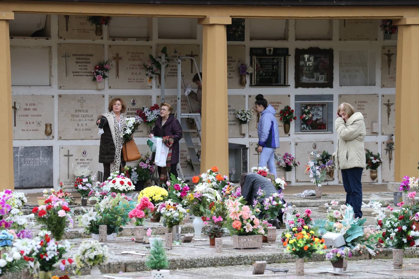 Decenas de logroñeses adornan con flores las tumbas de sus seres queridos con motivo del Día de Todos los Santos.