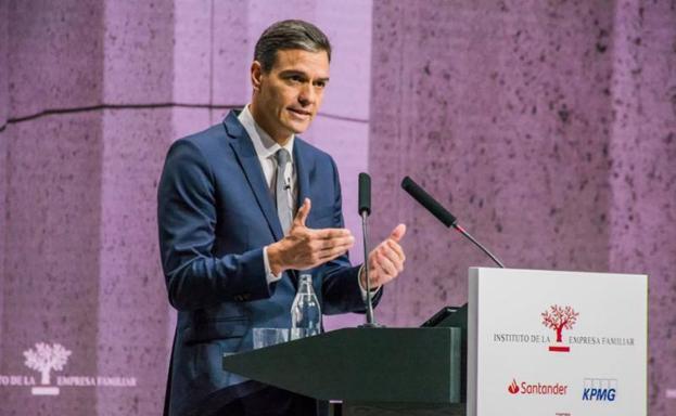 Pedro Sánchez, durante la clausura este martes del congreso de la Empresa Familiar.