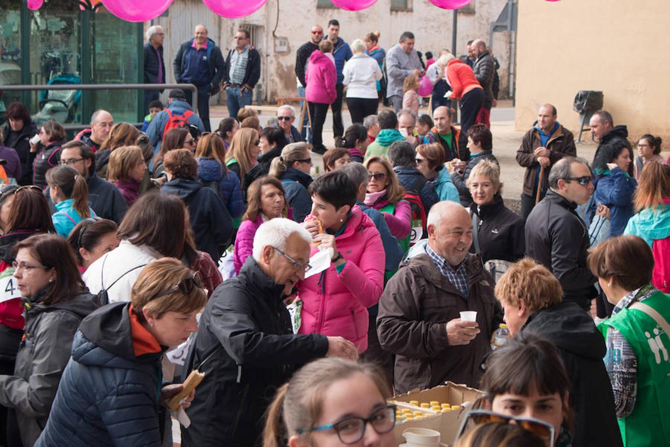 La iniciativa 'En marcha por la vida' ha reunido unas 650 personas para salir de paseo en una iniciativa organizada por la Asociación Española Contra el Cáncer de La Rioja, organizadora de la caminata que cubrió unos 12 kilómetros desde Santo Domingo de la Calzada y Hervías, y regreso. 