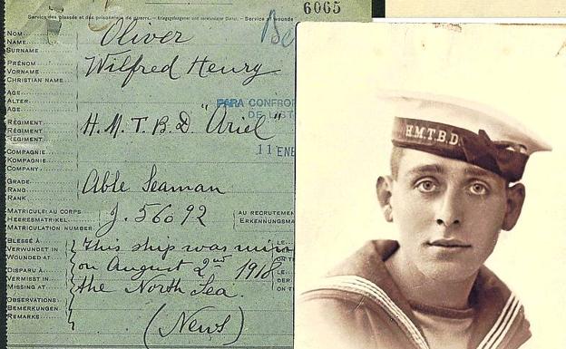 Expediente de un marinero inglés desaparecido el 2 de agosto de 1918.