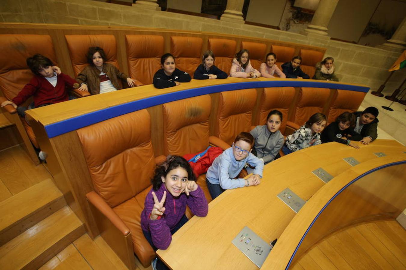 Un grupo de escolares de quinto de Primaria del Colegio Villapatro de Lardero han leído hoy, en el Parlamento de La Rioja, unos manifiestos, que previamente habían redactado junto a sus profesores, sobre cuatro derechos de la infancia en el acto del Día del Niño.