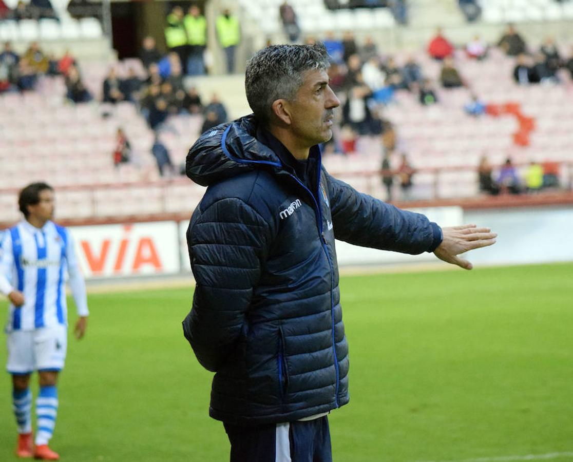 La UDL recuperó un punto en el partido jugado ayer en Las Gaunas contra la Real Sociedad B. El 1-1 llegó gracias a un cabezazo de Ander Vitoria en un córner tras el tempranero tanto guipuzcoano.