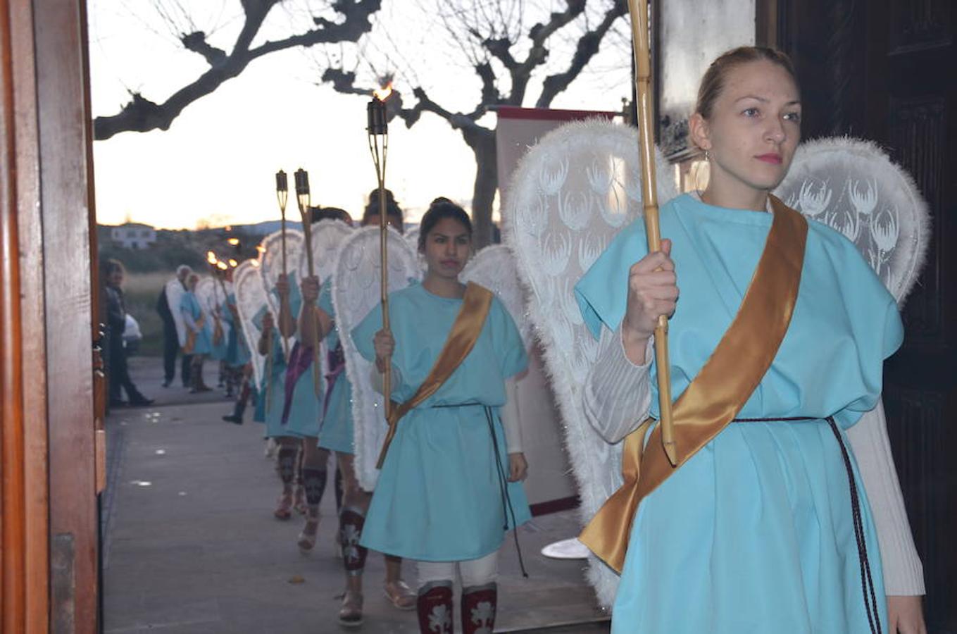 Representación de un belén viviente que ha habido esta tarde en el santuario del Carmen en Calahorra