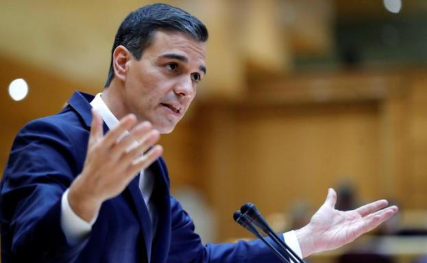 El presidente del Gobierno, Pedro Sánchez, durante su intervención en la sesión de control al Gobierno.