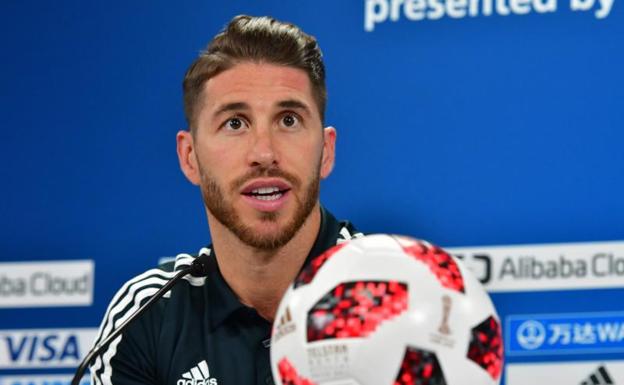 Sergio Ramos, durante la rueda de prensa. 