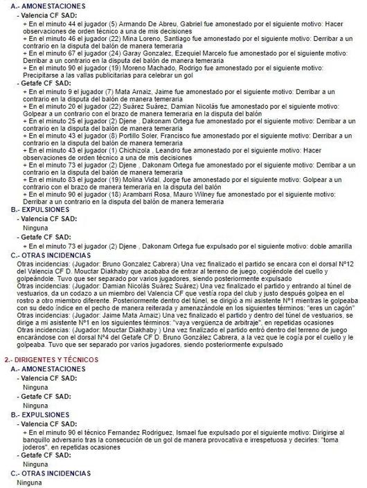 El acta arbitral de Estrada Fernández.