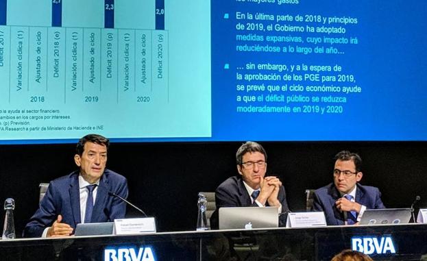 Los responsables de BBVA Research durante la presentación del informe.