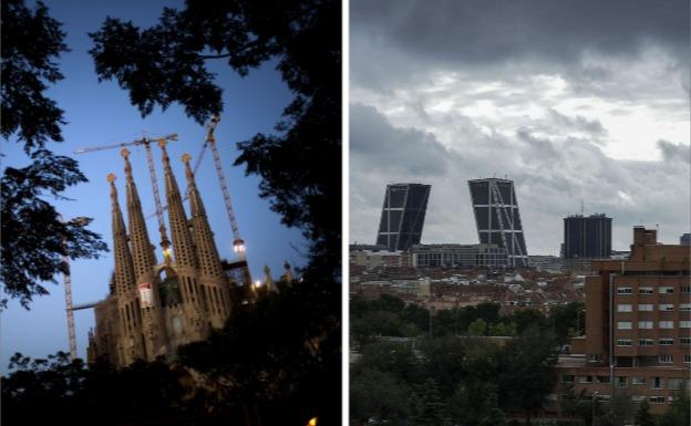 Vistas de Barcelona y Madrid.