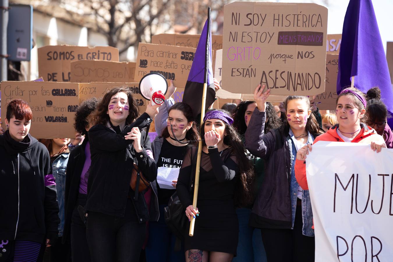 Fotos: Tres mil jóvenes participan en la manifestación estudiantil en el Día de la Mujer en Logroño