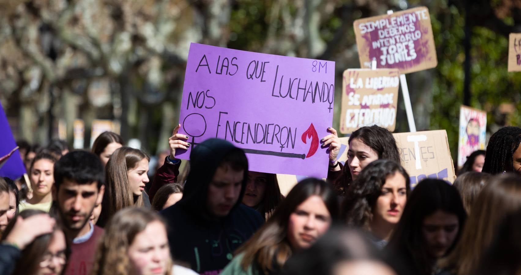 Fotos: La manifestación feminista estudiantil en Logroño, de camino a La Concha