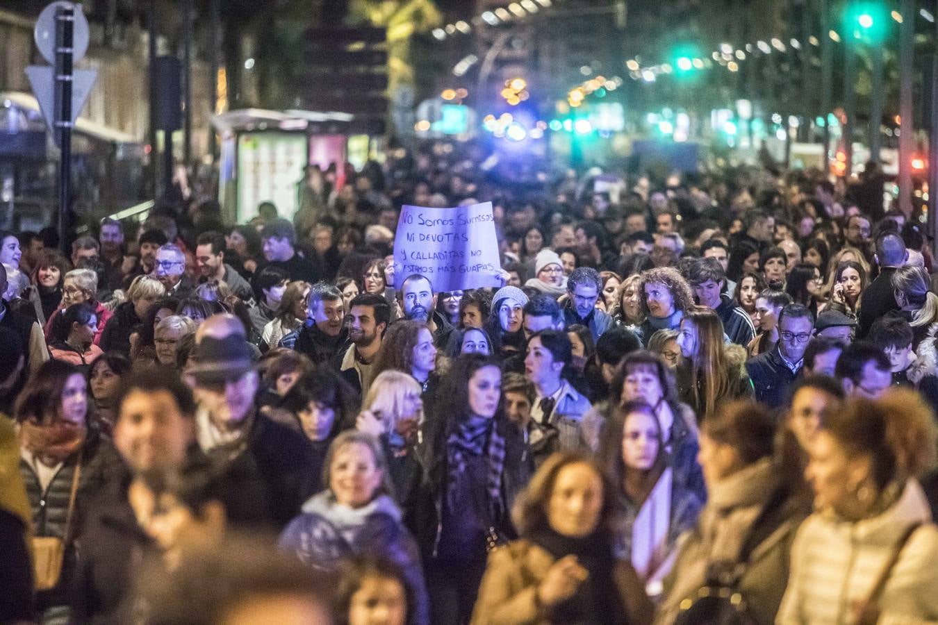 Fotos: La manifestación del Día de la Mujer llena al anocchecer las calles de Logroño