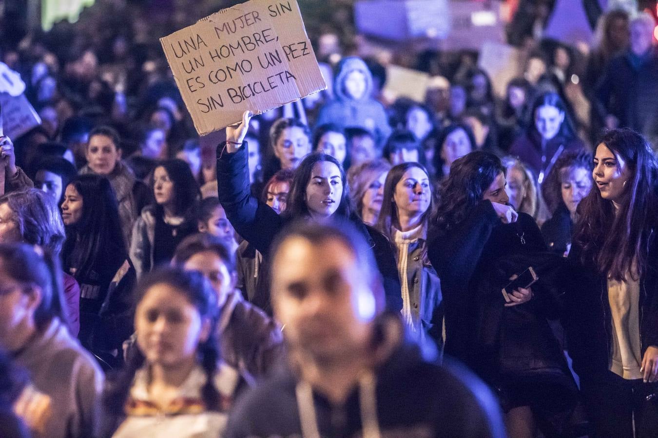 Fotos: La manifestación del Día de la Mujer llena al anocchecer las calles de Logroño