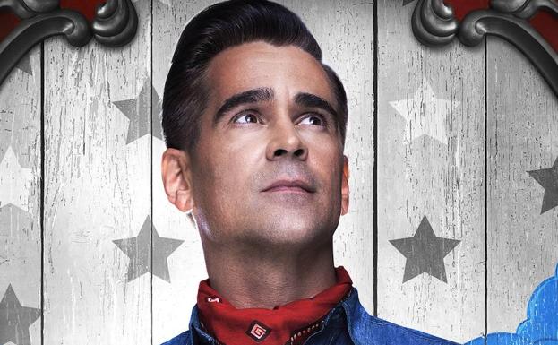 Colin Farrell caracterizado como el domador de elefantes de 'Dumbo'.