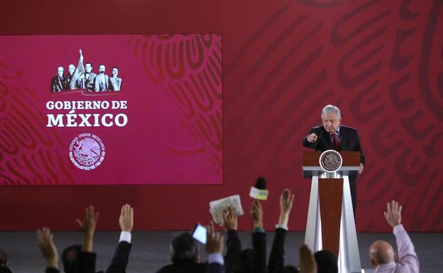 El presidente de México, Andrés Manuel López Obrador, durante una rueda de prensa en Palacio Nacional, en Ciudad de México.