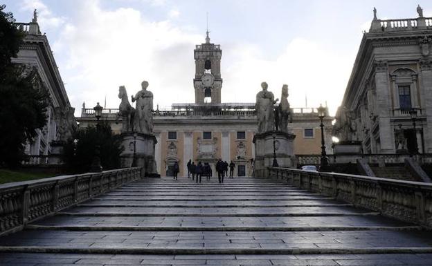 Vistas de la Plaza del Campidoglio, en Roma. 