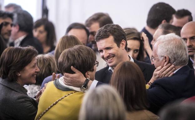 Pablo Casado, durante su reciente visita a Logroño.