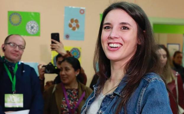 Irene Montero, durante las votaciones el pasado domingo.