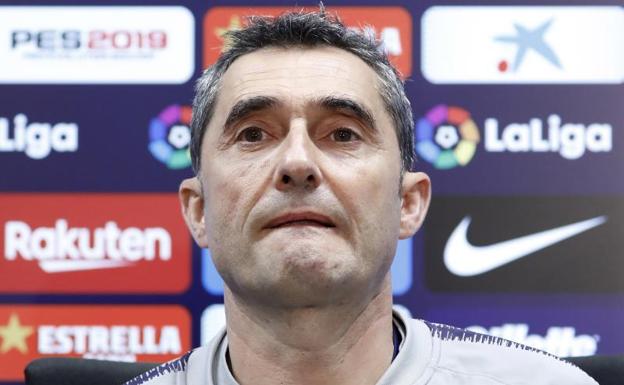 Ernesto Valverde, durante la rueda de prensa. 