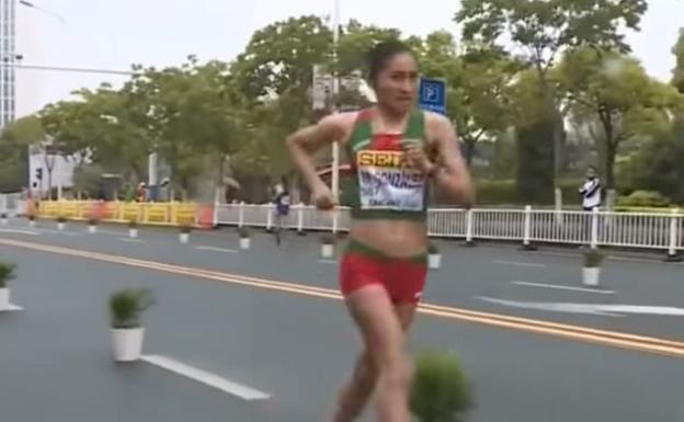 Lupita González, durante una carrera. 