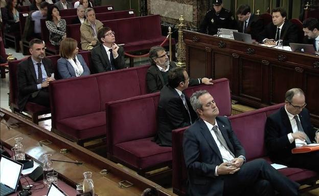 Los acusados en el juicio del 'procés' durante la sesión de este miércoles.