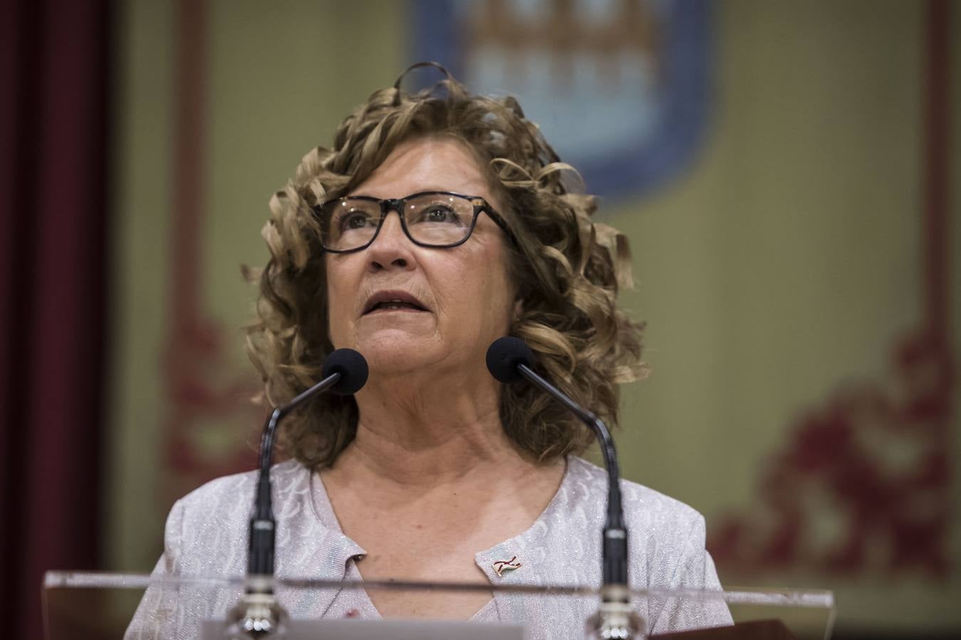 Acto de entrega de la Insignias de San Bernabé, en esta ocasión, al periodista Fernando Lázaro; la presidenta del CERMI, Manoli Muro; el médico Joaquín Yangüela; y la voluntaria María Jesús Romero